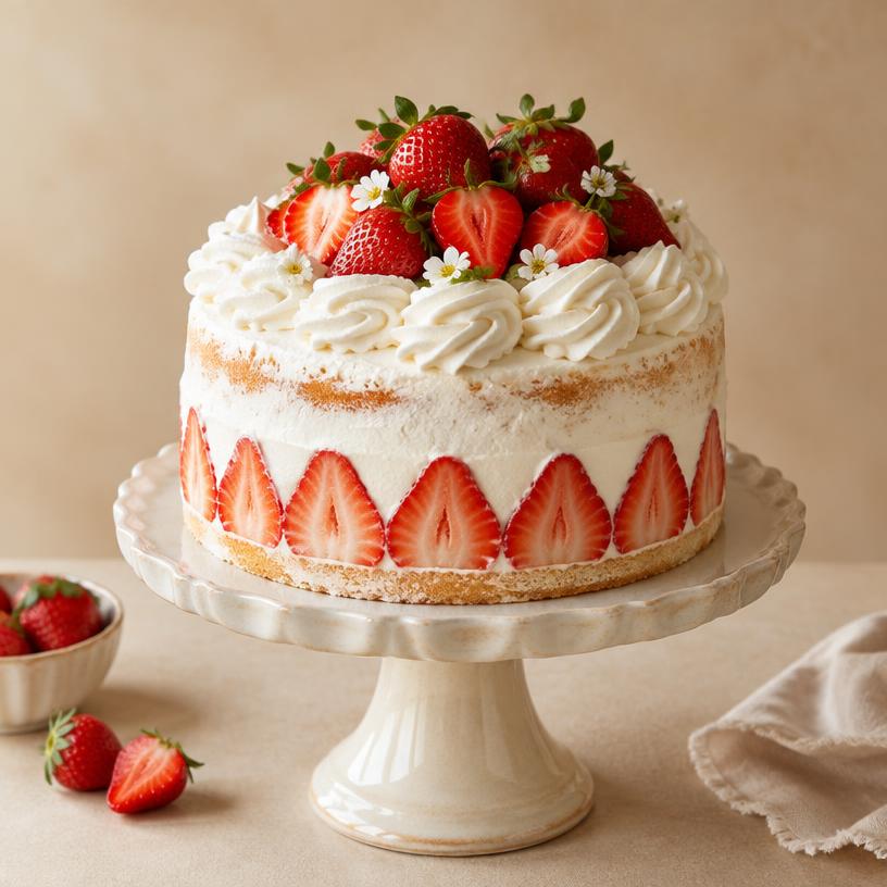 Bolo de Morango com Chantilly